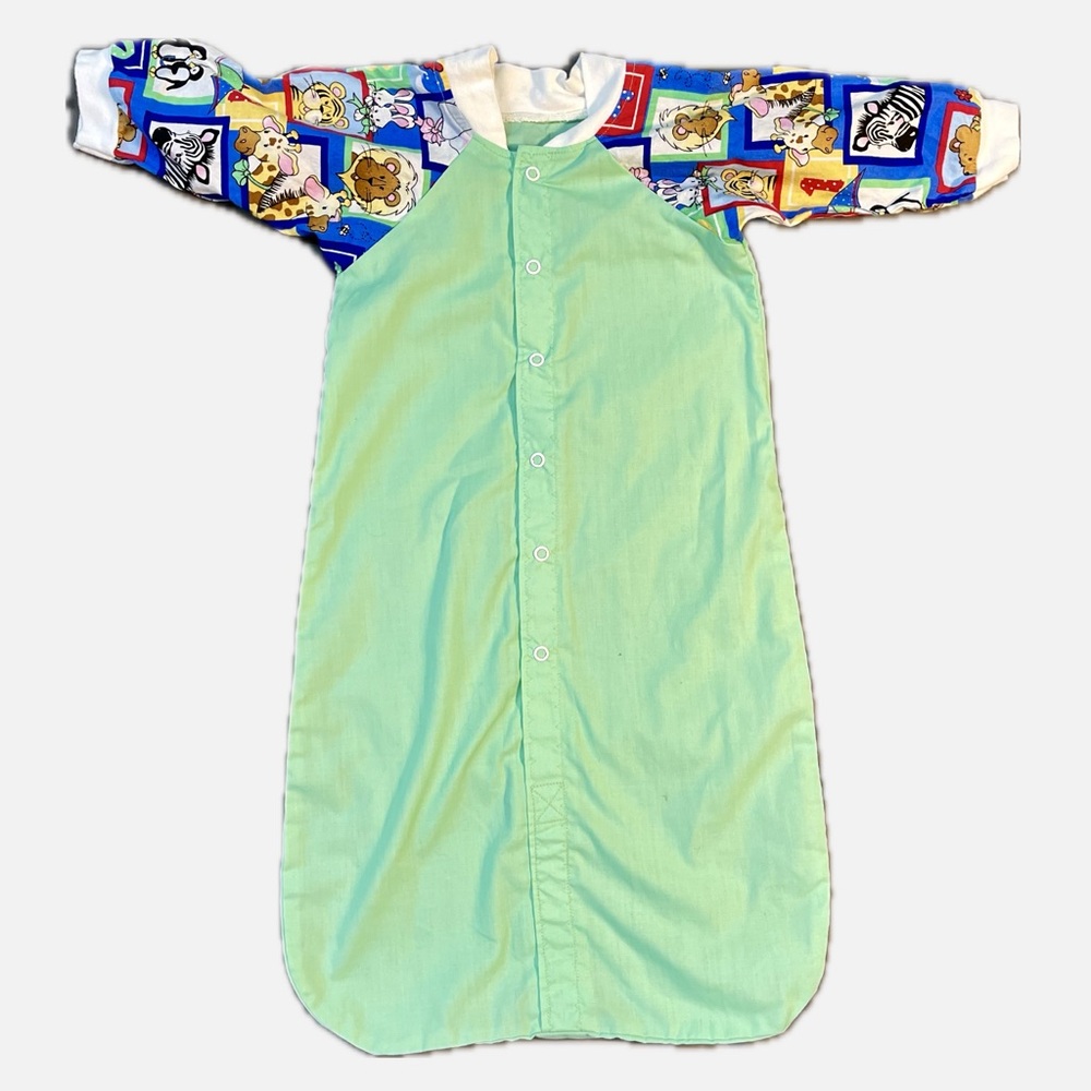 Vintage 80’s Snap Front Animal Print Lightweight Baby Bunting Bag 0-6 Months